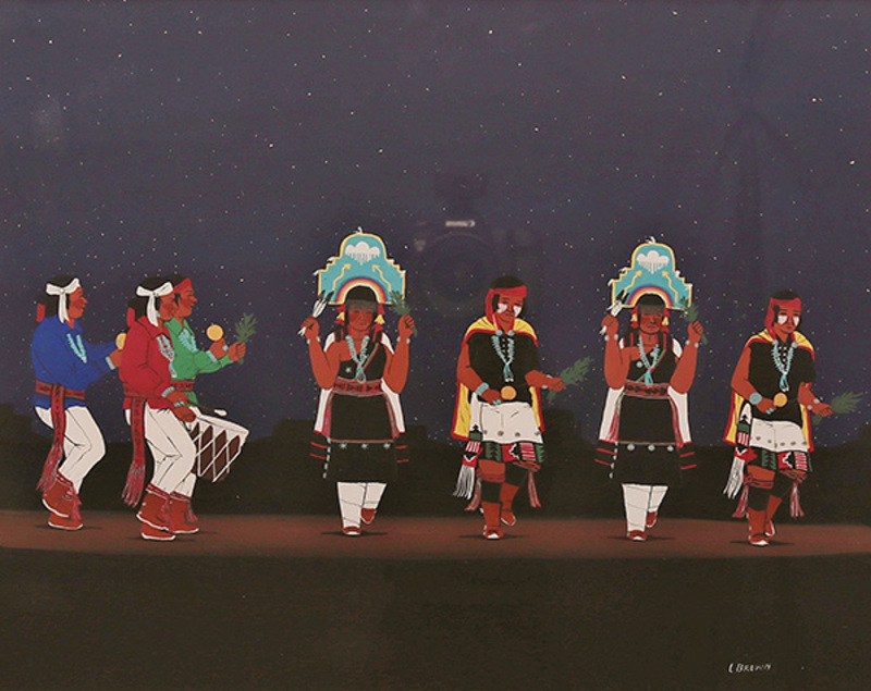 Navajos dancing at night