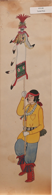 Dancer carrying banner