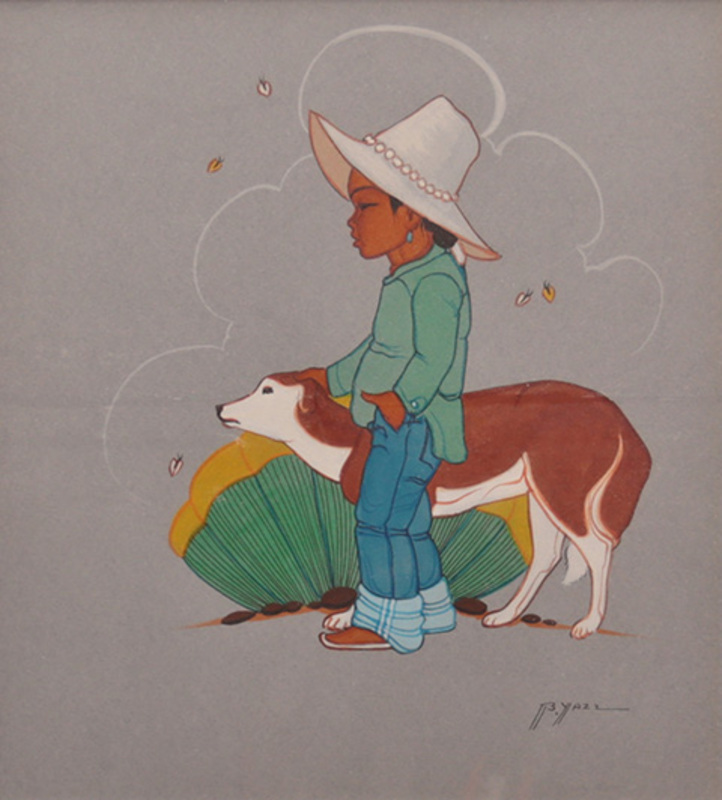 Navajo boy with dog