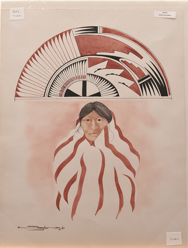 Woman with pottery design overhead