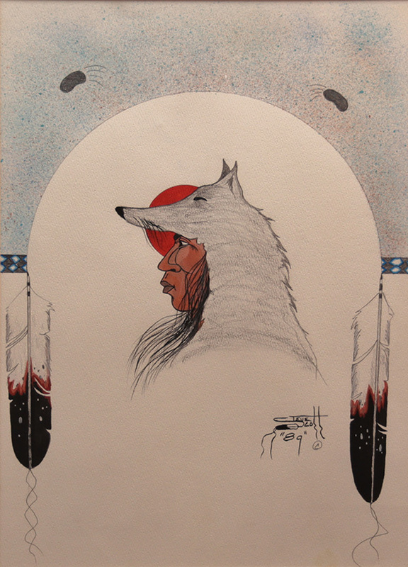 Profile of man in wolf headdress