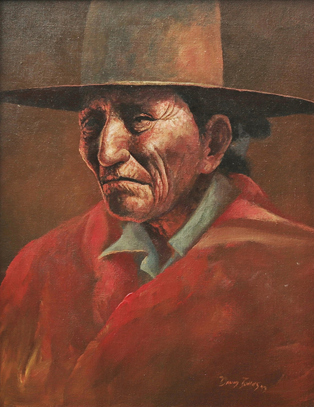 Portrait of Navajo man wearing hat