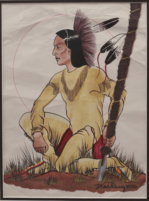 Man with fur-covered staff (Wahkinney)