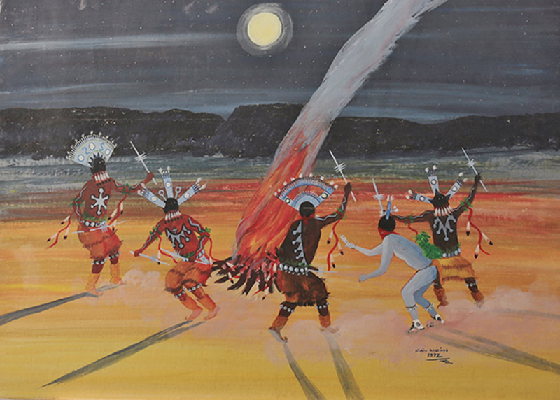 Gaan dancers circling around fire