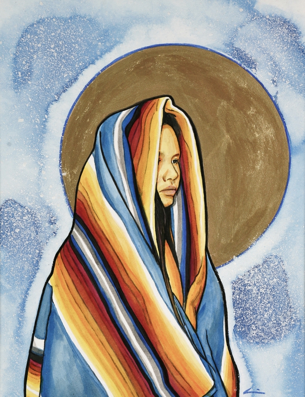 Profile of Choctaw girl in blanket