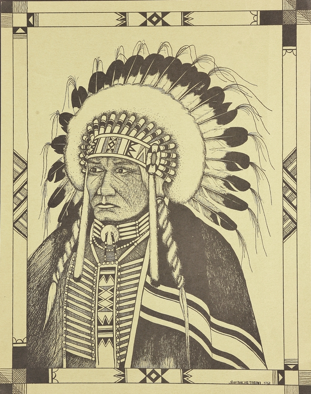 Chief in feather headdress