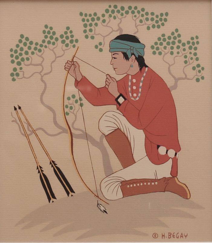 Untitled (Navajo man stringing bow)