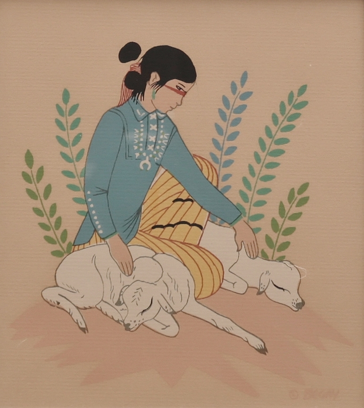 Untitled (Navajo woman petting sheep)