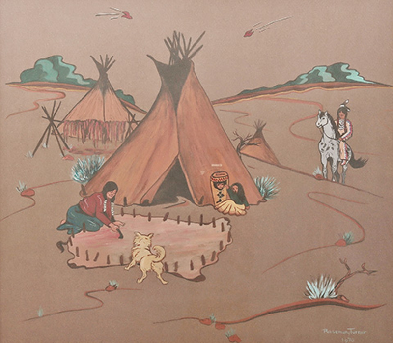 Camp scene with Native family about