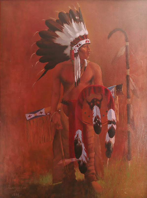 Chief in regalia with staff II