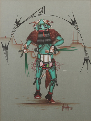 Kachina dancer in green