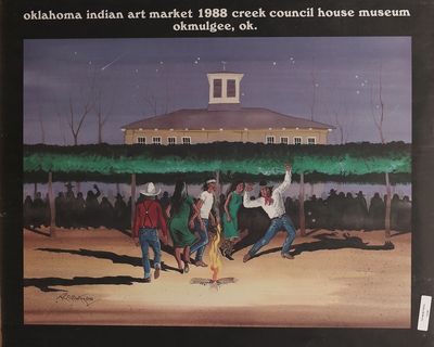 Dancing by fire at Creek Council House